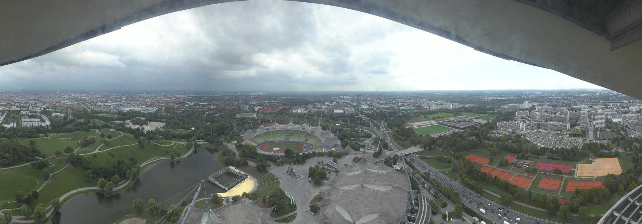 Archiv Foto Webcam München: Panorama Olympiastadion und Olympiapark