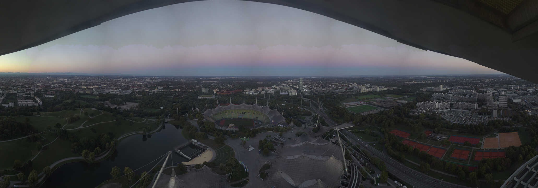 Archiv Foto Webcam München: Panorama Olympiastadion und Olympiapark