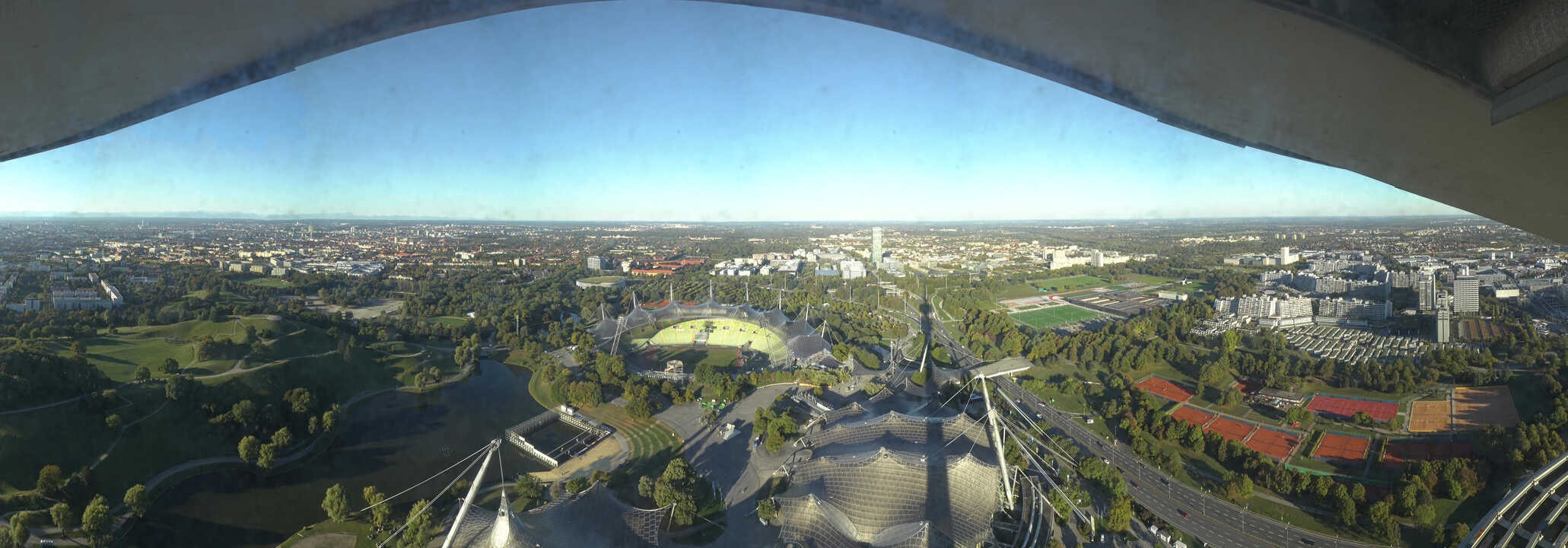 Archiv Foto Webcam München: Panorama Olympiastadion und Olympiapark