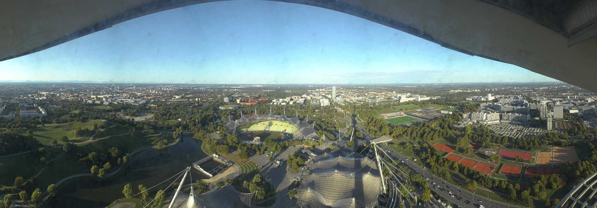 Archiv Foto Webcam München: Panorama Olympiastadion und Olympiapark