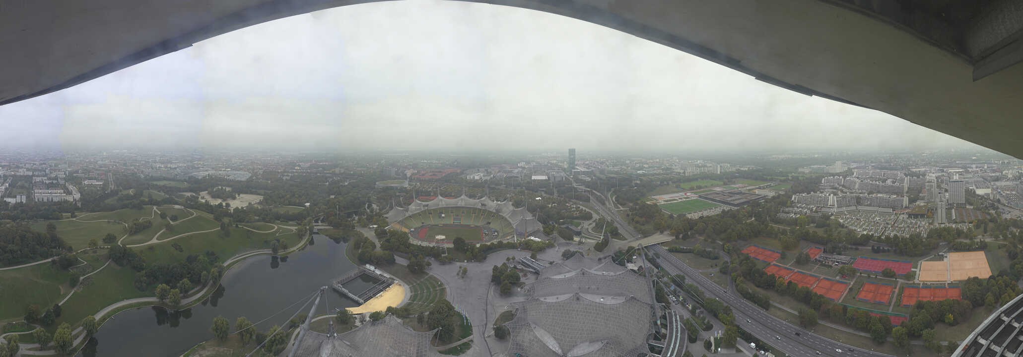 Archiv Foto Webcam München: Panorama Olympiastadion und Olympiapark