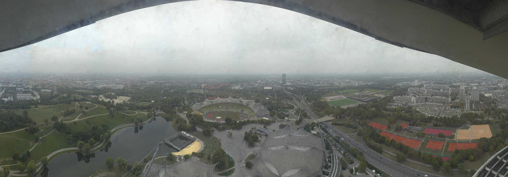 Archiv Foto Webcam München: Panorama Olympiastadion und Olympiapark