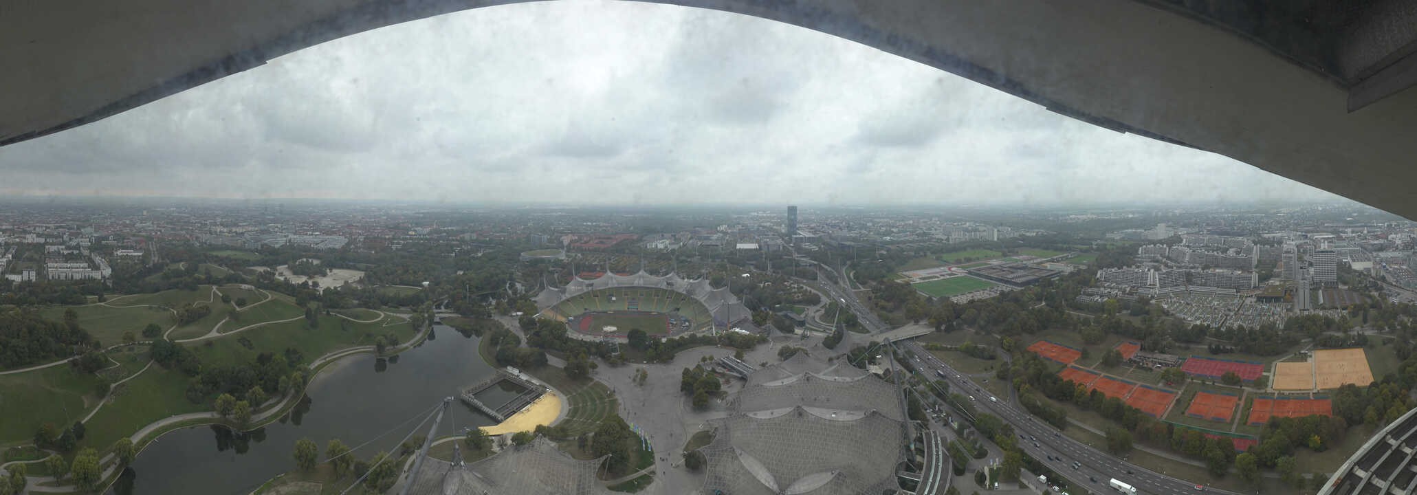 Archiv Foto Webcam München: Panorama Olympiastadion und Olympiapark