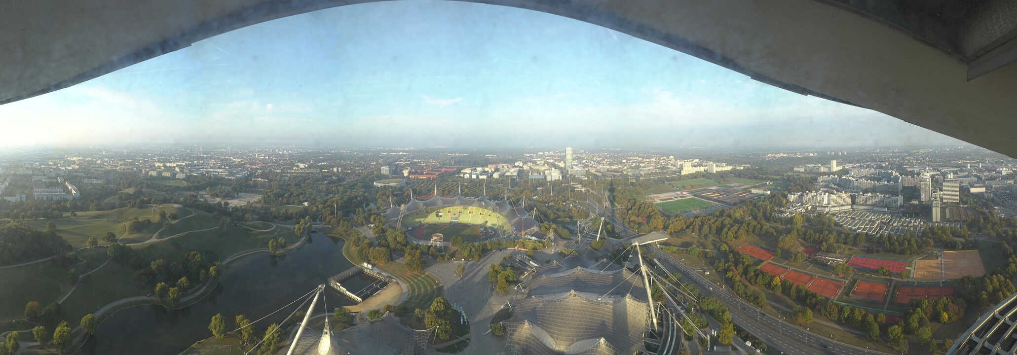 Archiv Foto Webcam München: Panorama Olympiastadion und Olympiapark