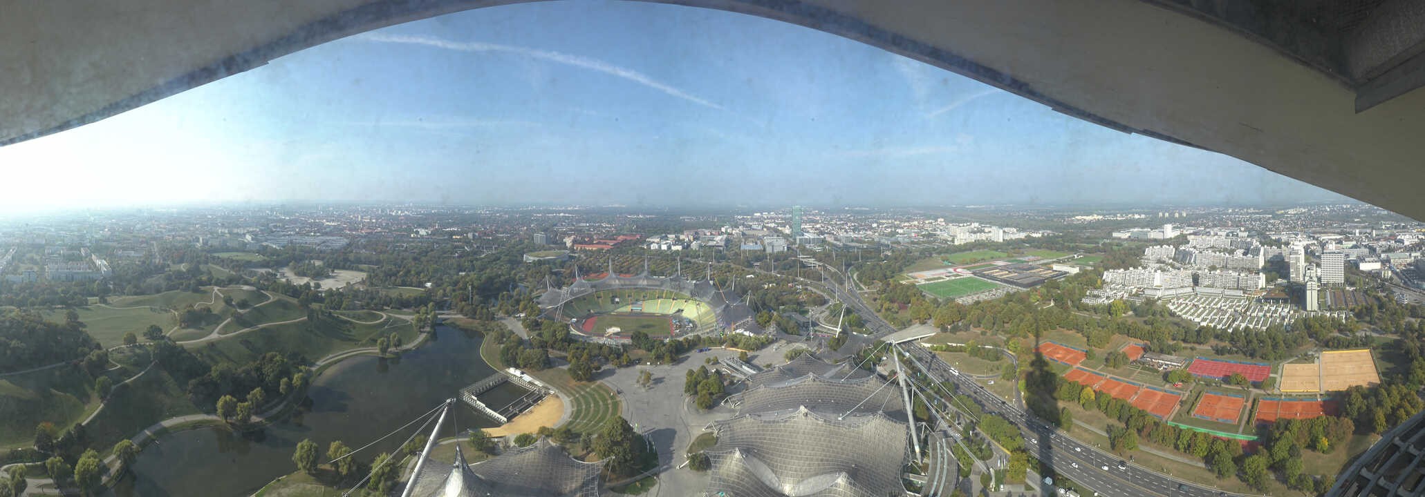 Archiv Foto Webcam München: Panorama Olympiastadion und Olympiapark