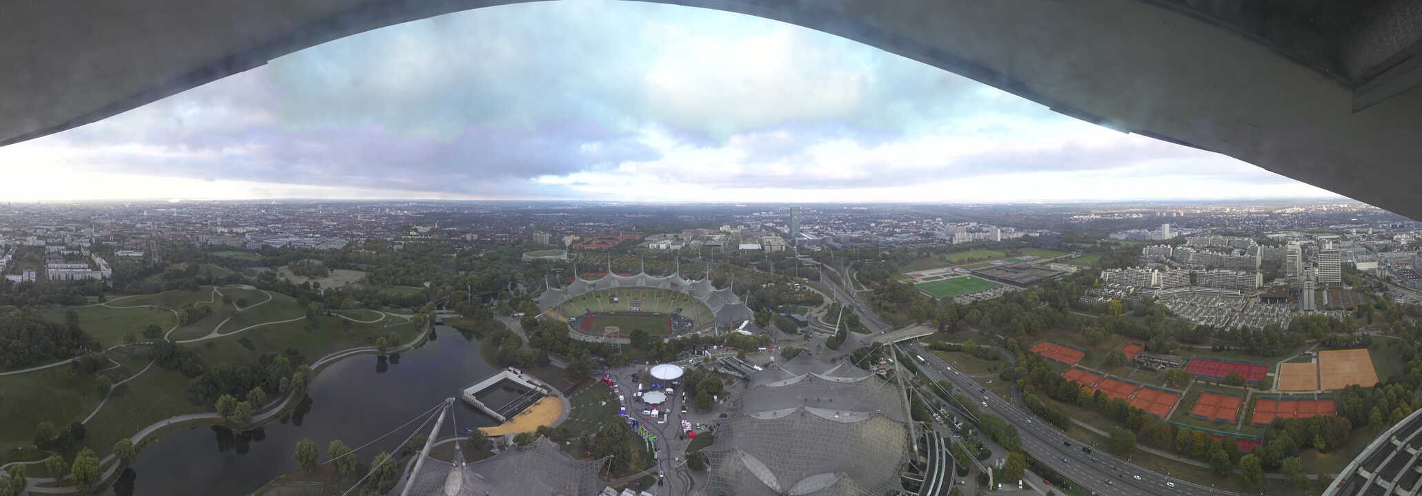 Archiv Foto Webcam München: Panorama Olympiastadion und Olympiapark