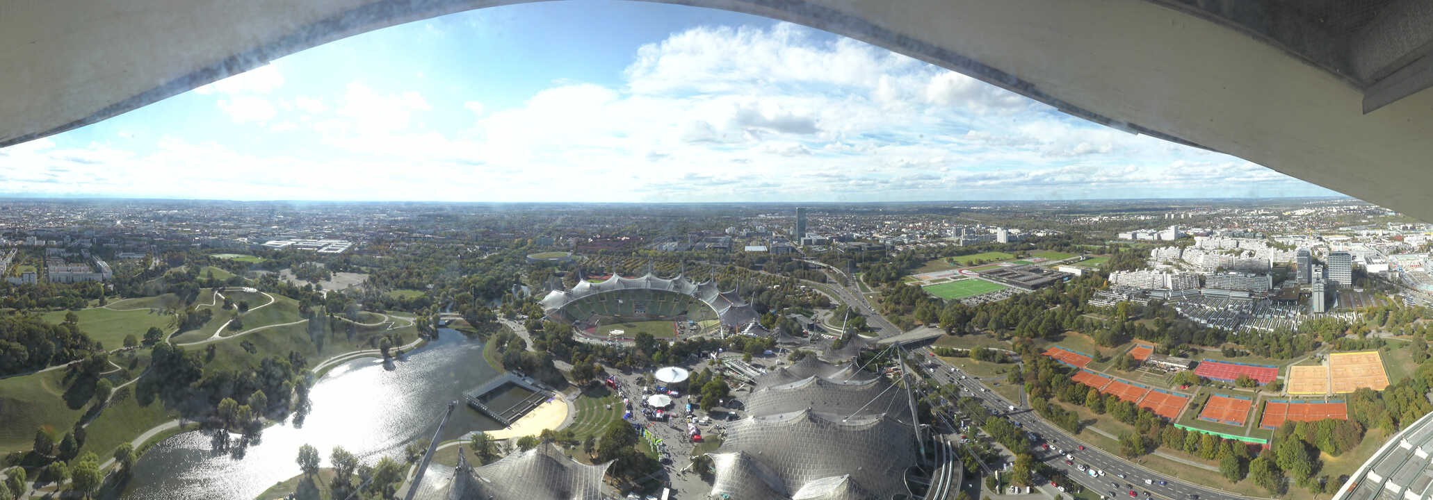 Archiv Foto Webcam München: Panorama Olympiastadion und Olympiapark
