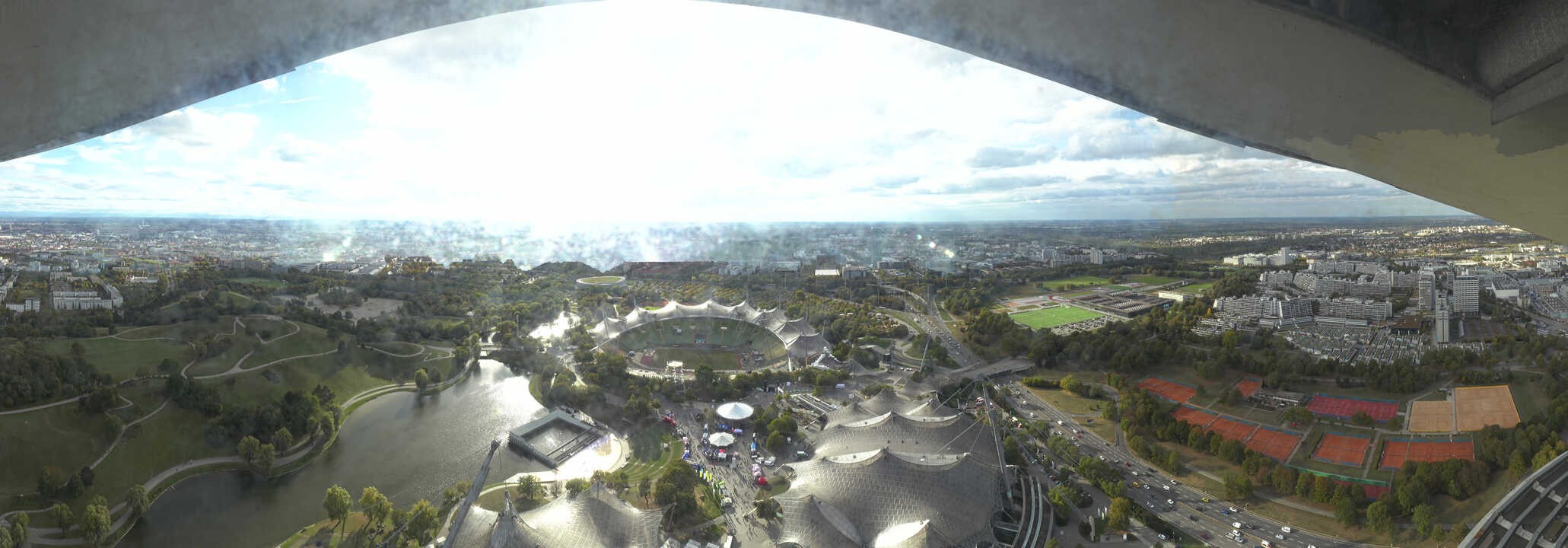 Archiv Foto Webcam München: Panorama Olympiastadion und Olympiapark