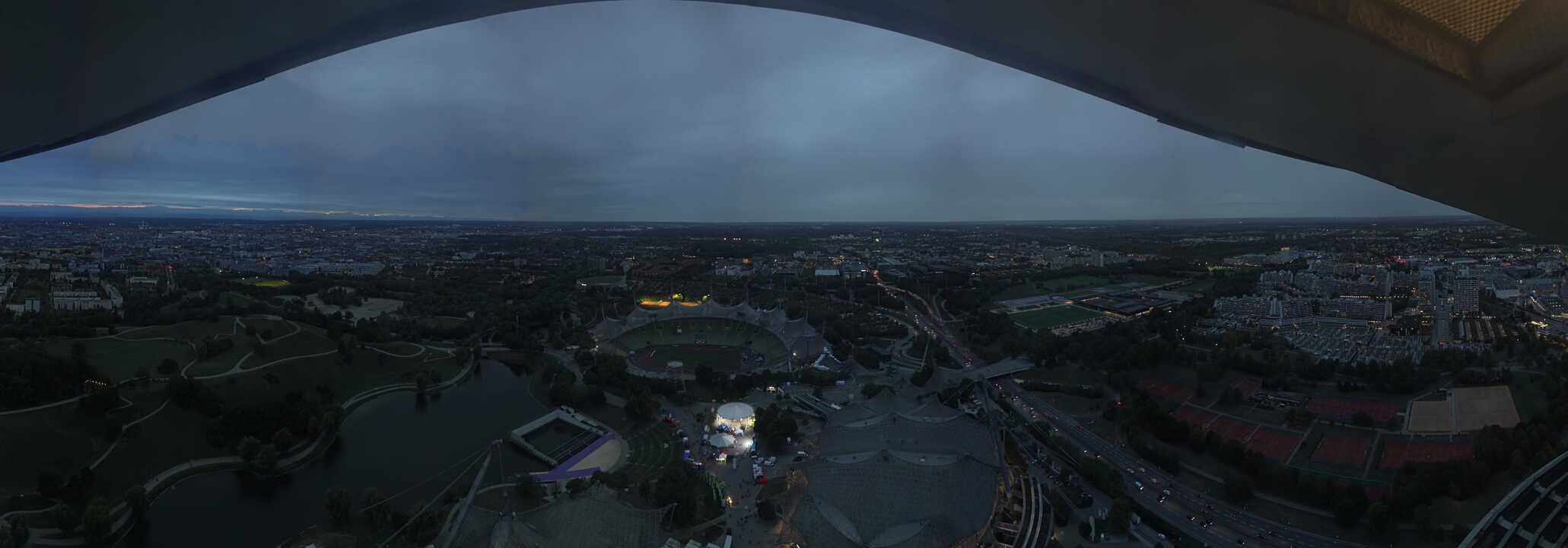 Archiv Foto Webcam München: Panorama Olympiastadion und Olympiapark
