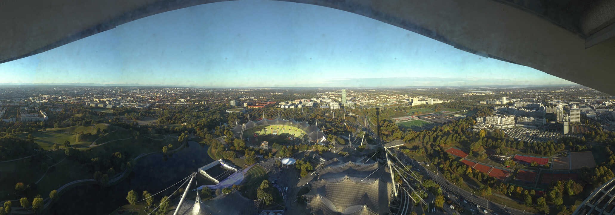 Archiv Foto Webcam München: Panorama Olympiastadion und Olympiapark