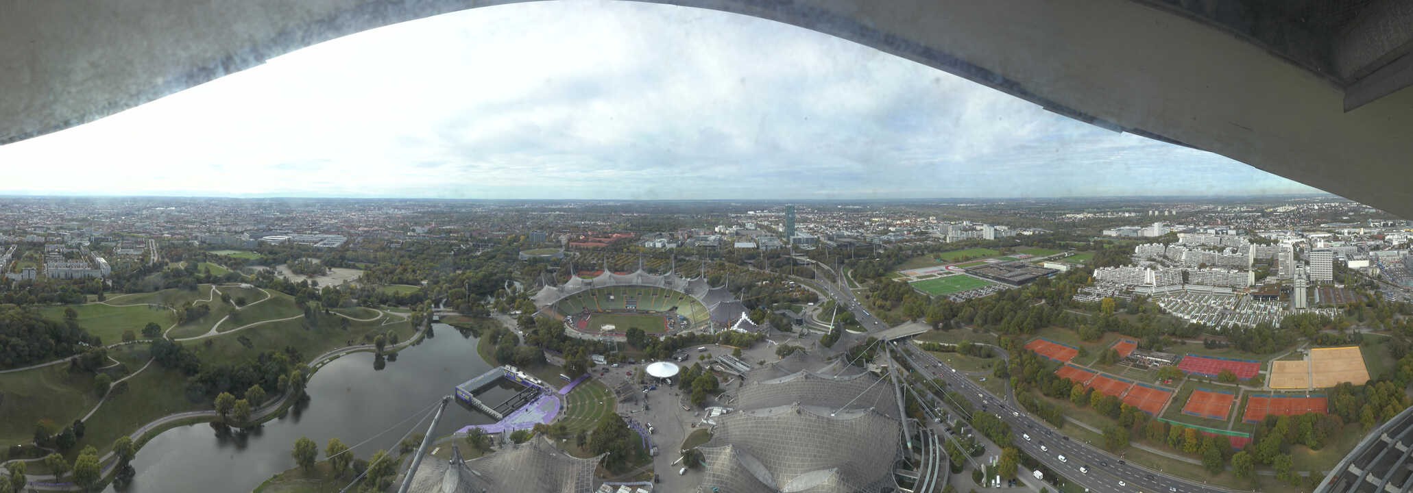 Archiv Foto Webcam München: Panorama Olympiastadion und Olympiapark