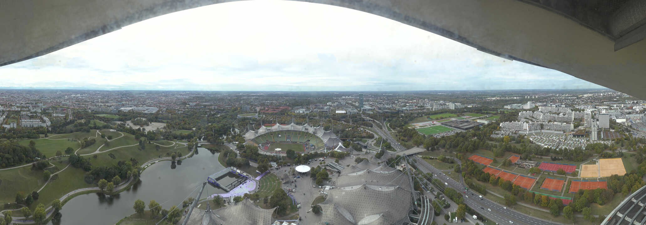 Archiv Foto Webcam München: Panorama Olympiastadion und Olympiapark