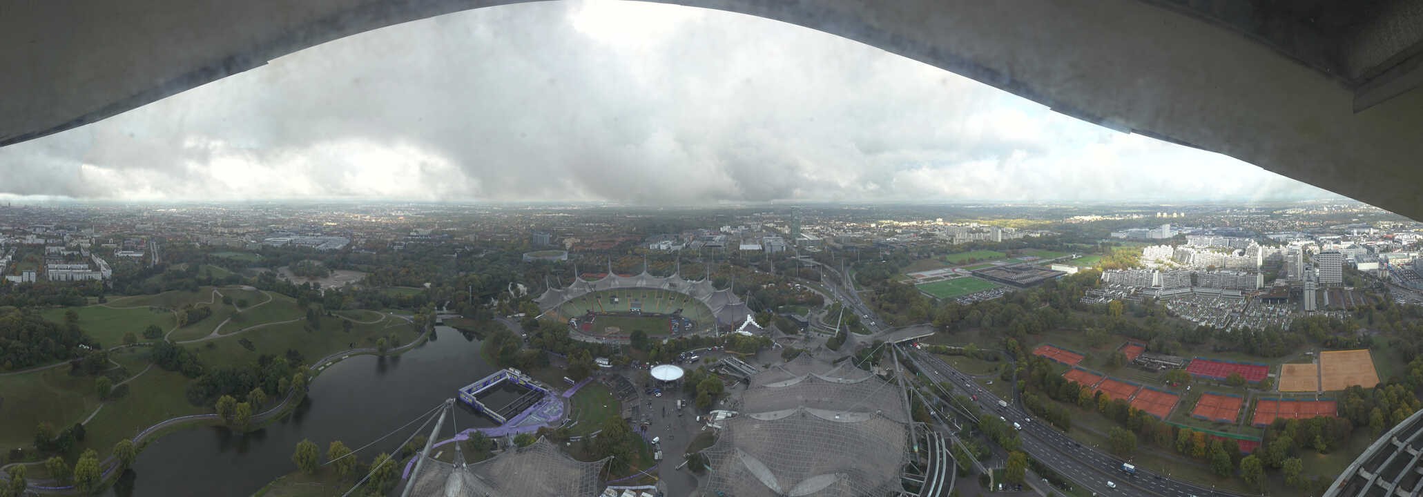 Archiv Foto Webcam München: Panorama Olympiastadion und Olympiapark
