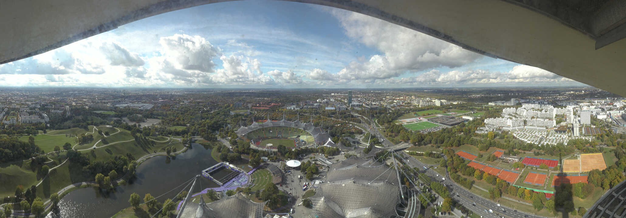 Archiv Foto Webcam München: Panorama Olympiastadion und Olympiapark
