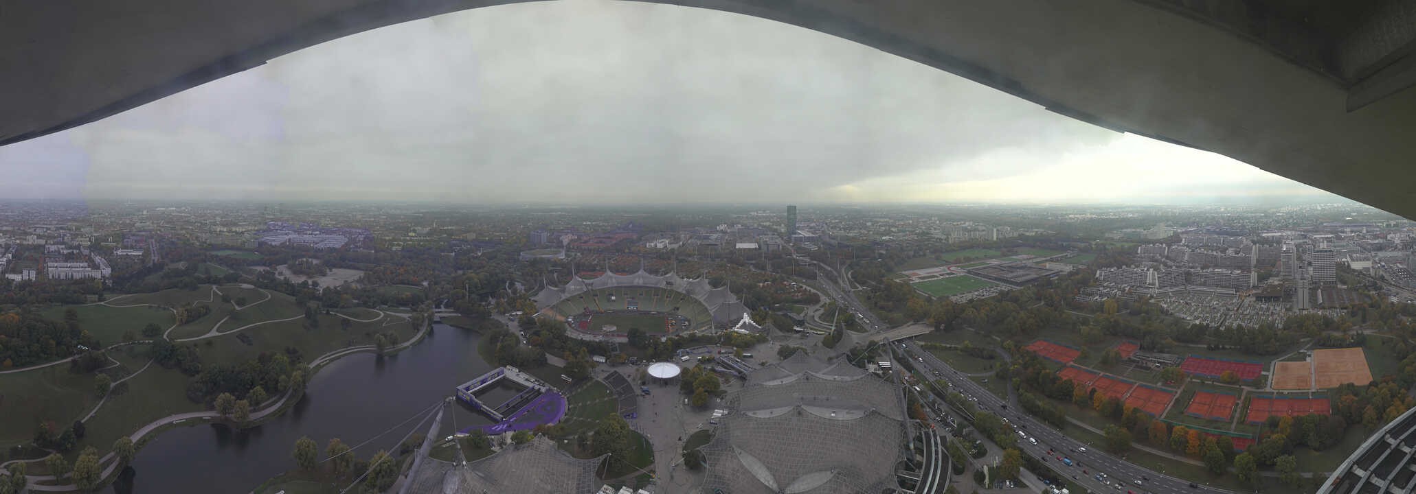 Archiv Foto Webcam München: Panorama Olympiastadion und Olympiapark