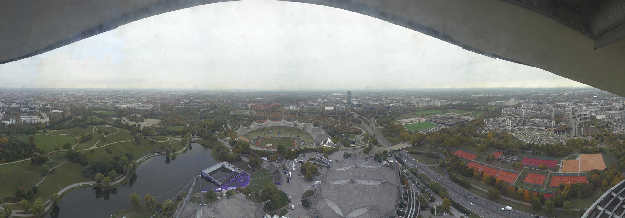 Archiv Foto Webcam München: Panorama Olympiastadion und Olympiapark