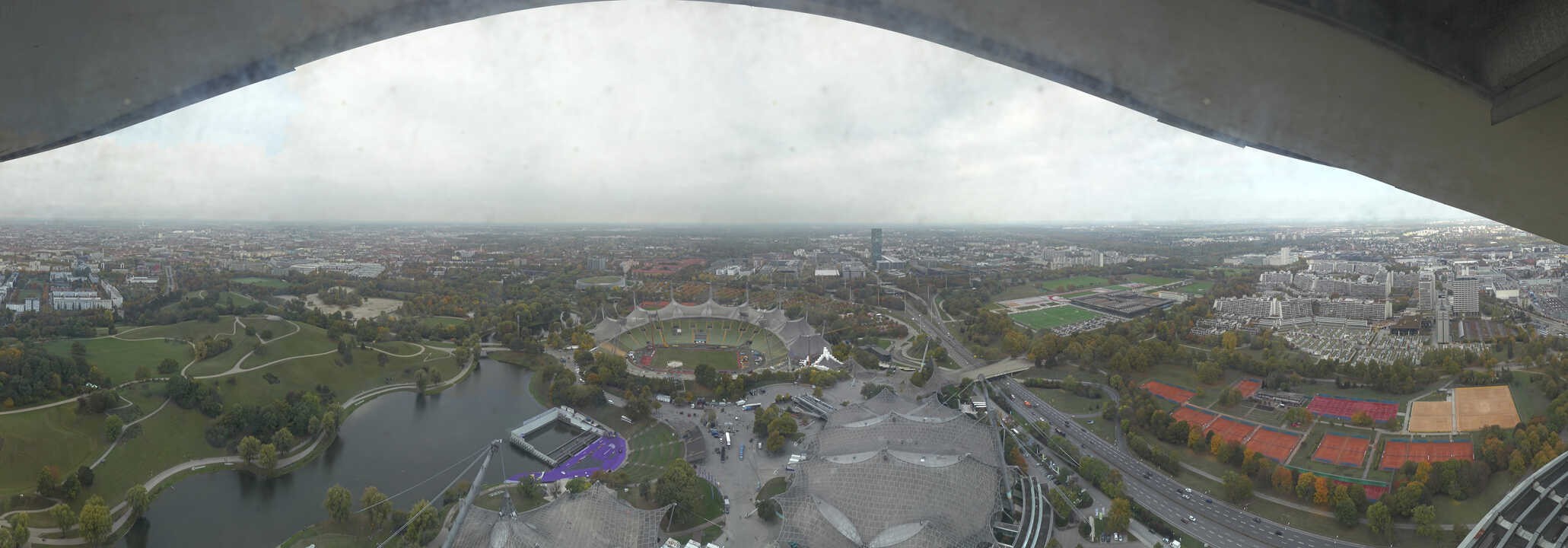 Archiv Foto Webcam München: Panorama Olympiastadion und Olympiapark