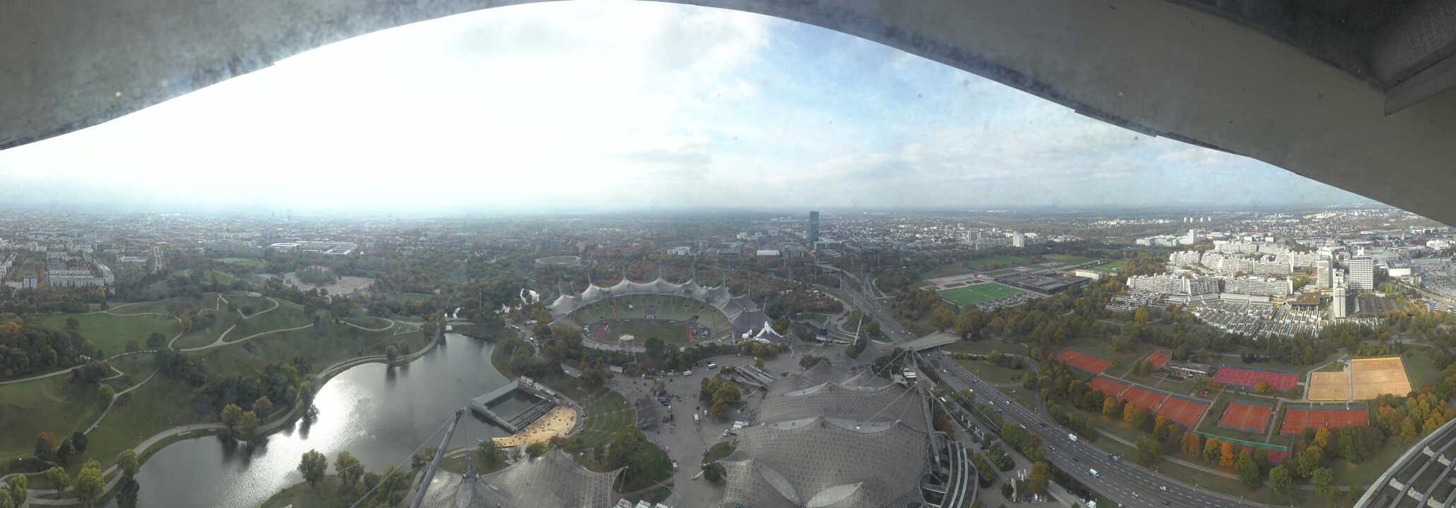 Archiv Foto Webcam München: Panorama Olympiastadion und Olympiapark