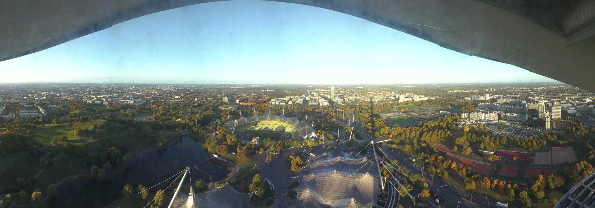 Archiv Foto Webcam München: Panorama Olympiastadion und Olympiapark