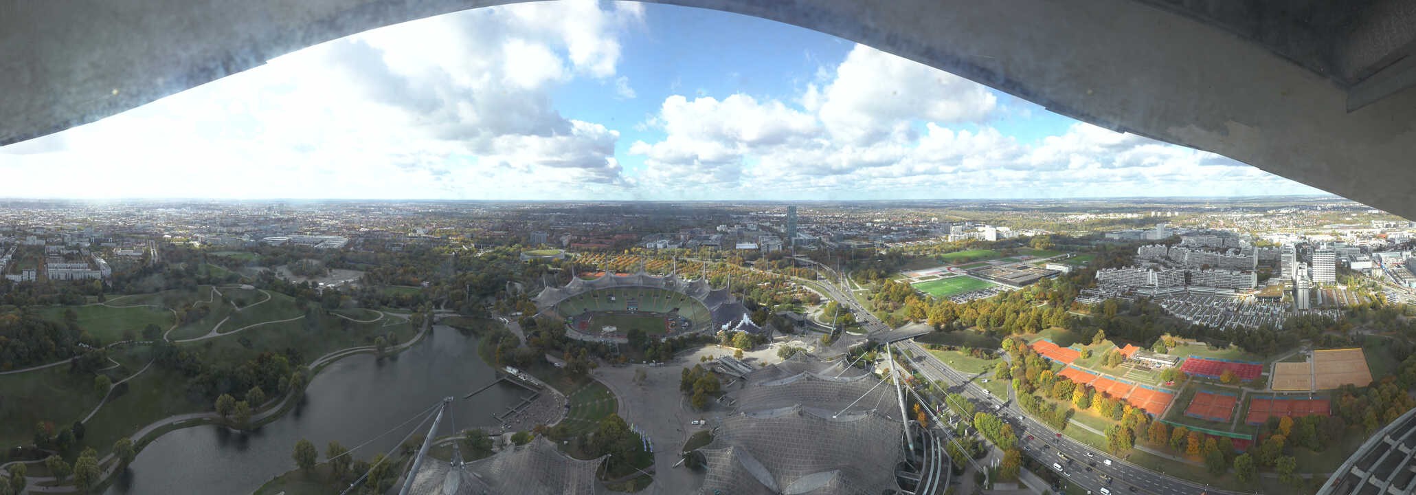 Archiv Foto Webcam München: Panorama Olympiastadion und Olympiapark