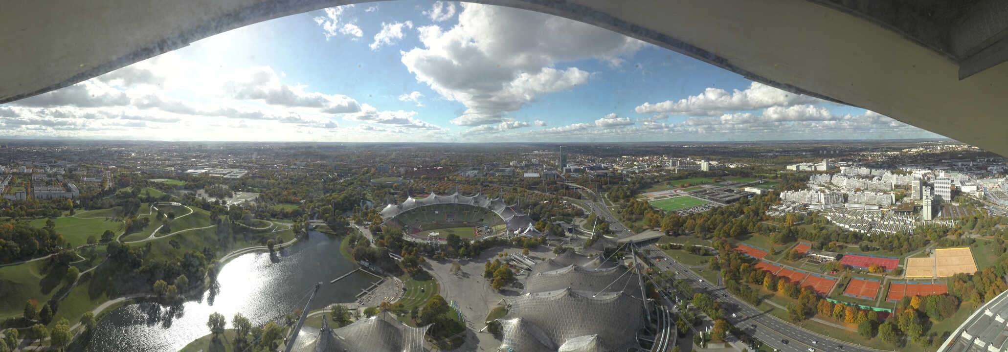Archiv Foto Webcam München: Panorama Olympiastadion und Olympiapark