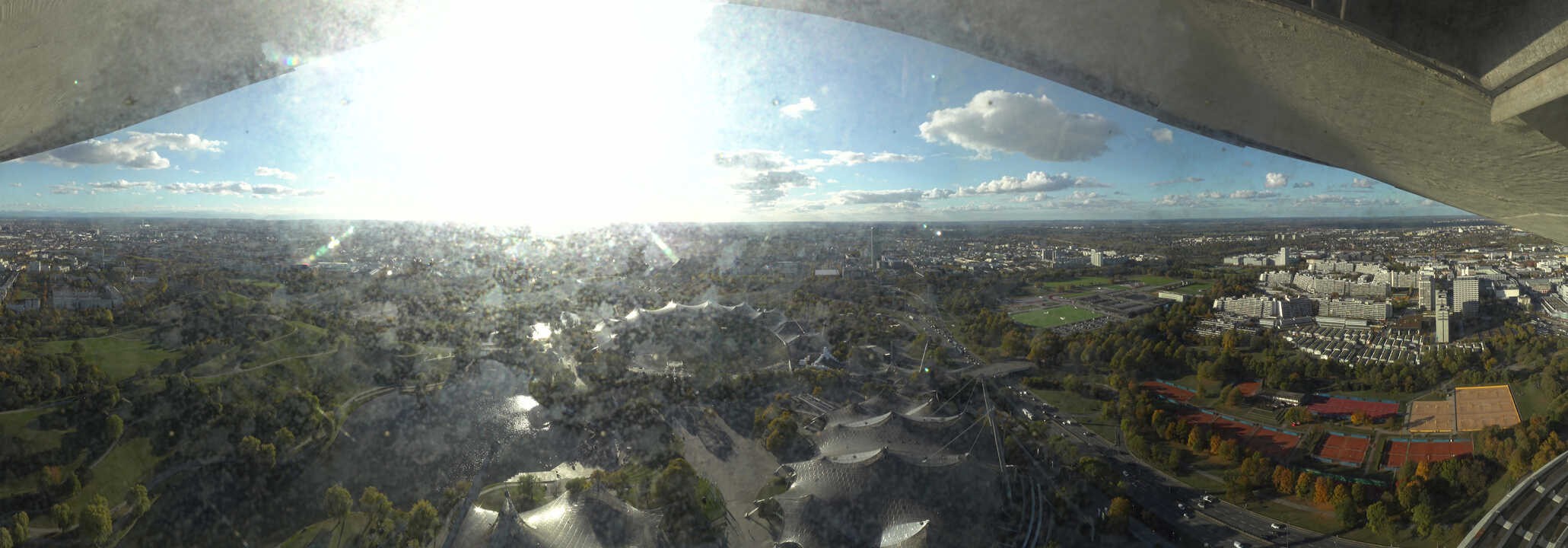Archiv Foto Webcam München: Panorama Olympiastadion und Olympiapark