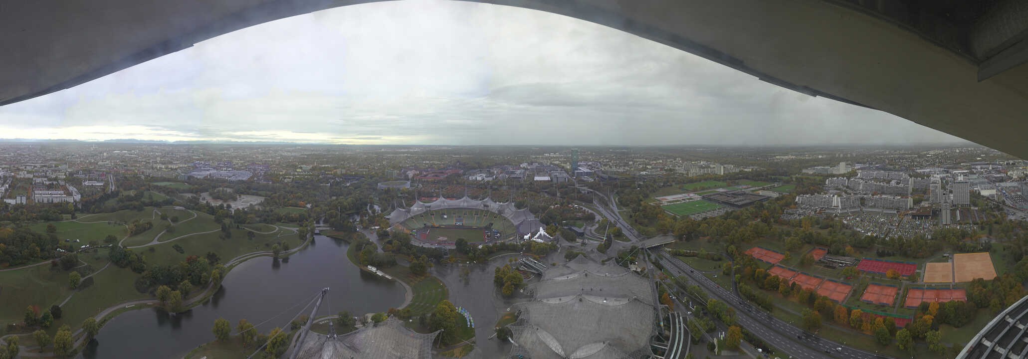Archiv Foto Webcam München: Panorama Olympiastadion und Olympiapark