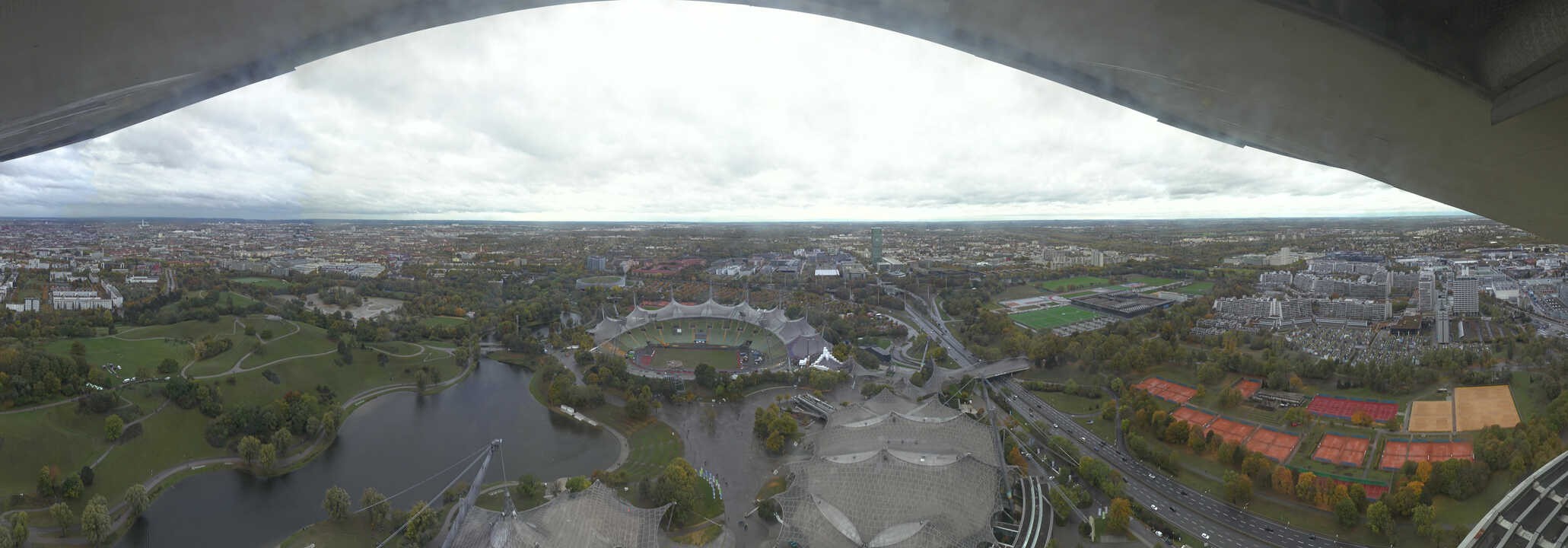 Archiv Foto Webcam München: Panorama Olympiastadion und Olympiapark