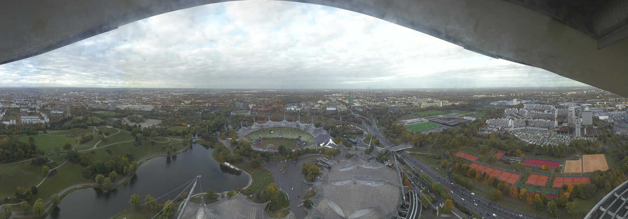 Archiv Foto Webcam München: Panorama Olympiastadion und Olympiapark