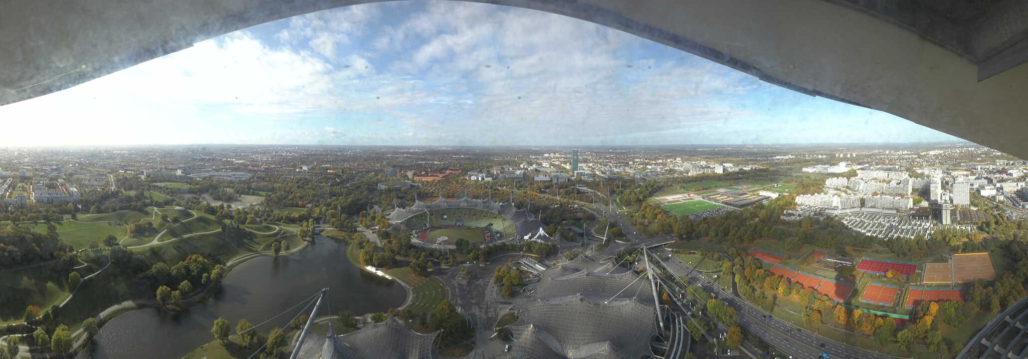 Archiv Foto Webcam München: Panorama Olympiastadion und Olympiapark