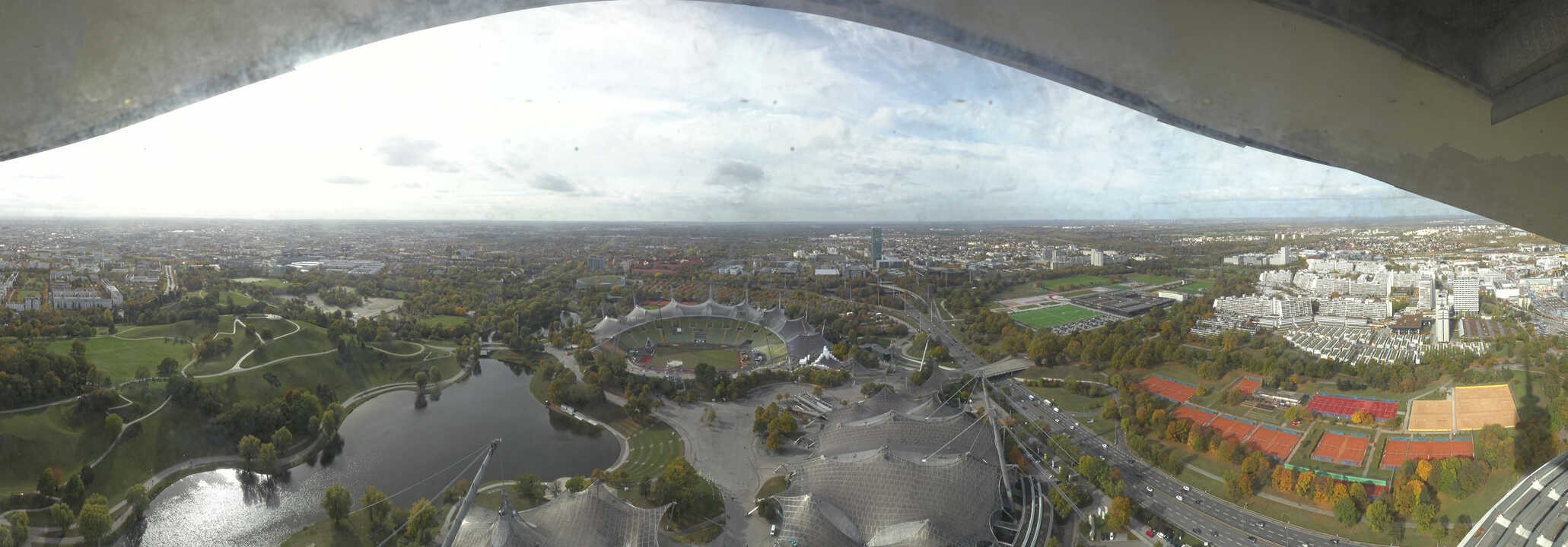 Archiv Foto Webcam München: Panorama Olympiastadion und Olympiapark