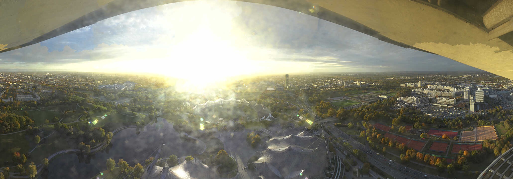 Archiv Foto Webcam München: Panorama Olympiastadion und Olympiapark