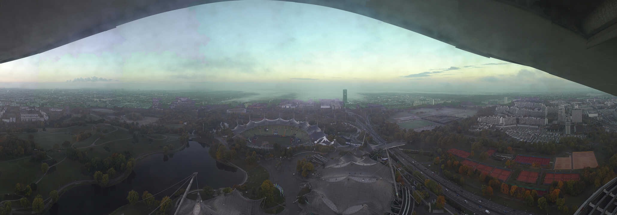 Archiv Foto Webcam München: Panorama Olympiastadion und Olympiapark