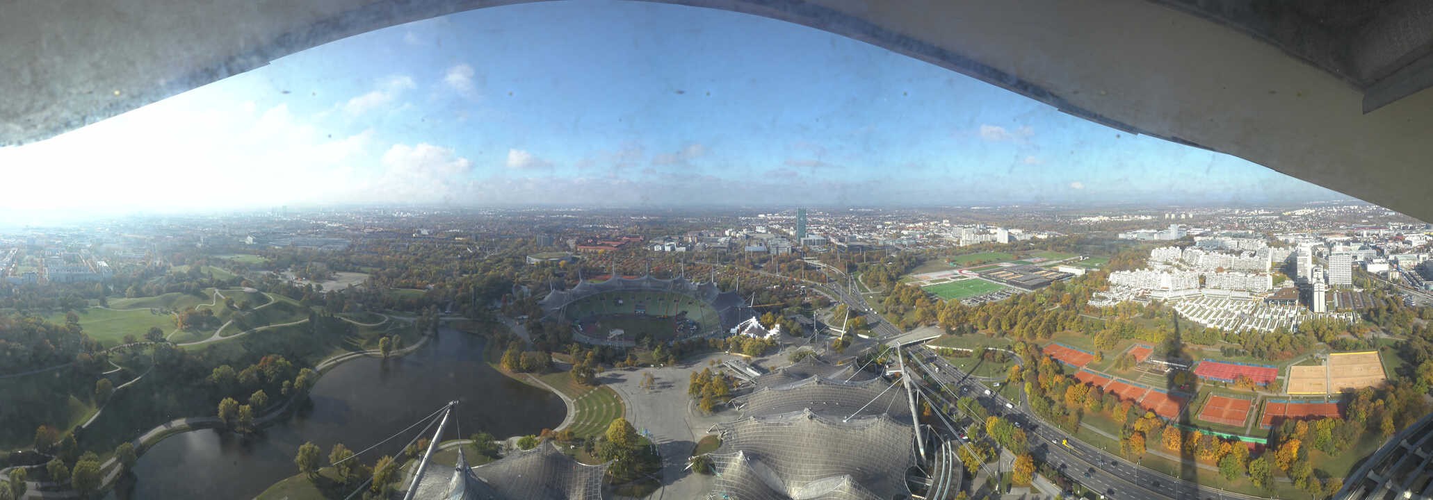 Archiv Foto Webcam München: Panorama Olympiastadion und Olympiapark