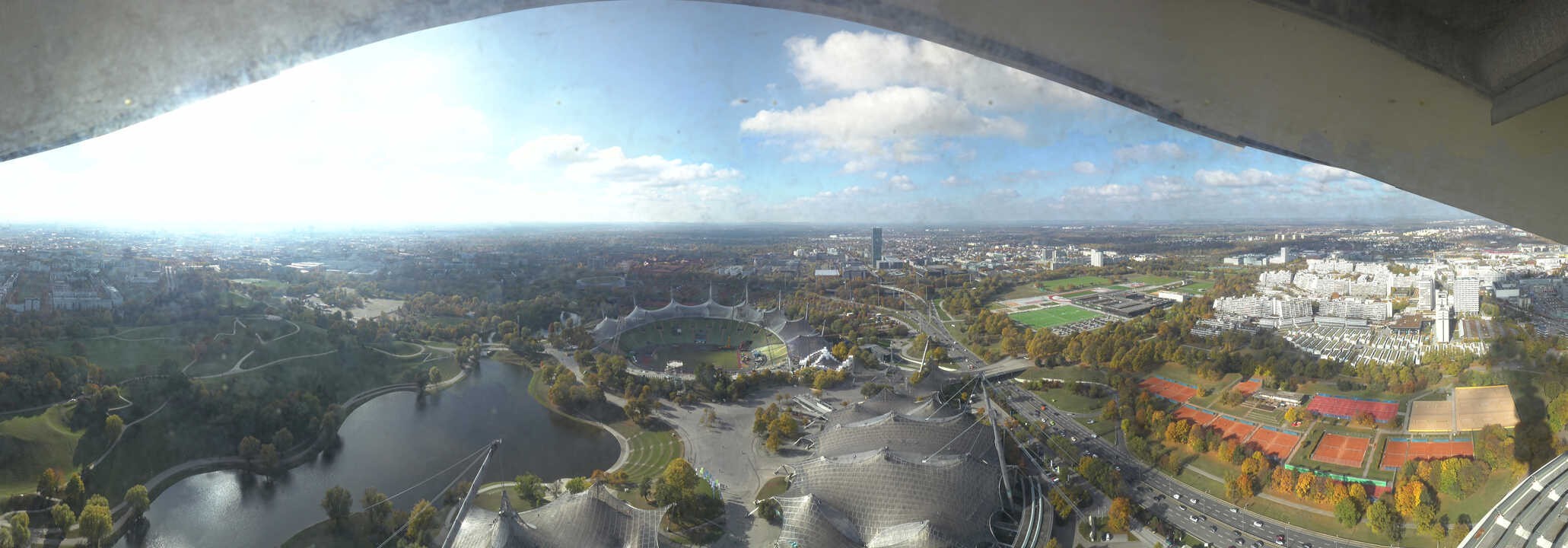 Archiv Foto Webcam München: Panorama Olympiastadion und Olympiapark