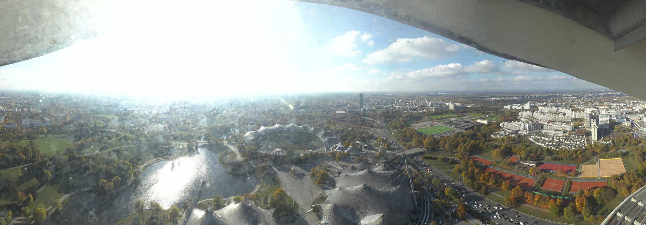 Archiv Foto Webcam München: Panorama Olympiastadion und Olympiapark