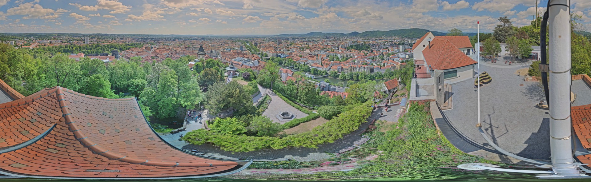 Archiv Foto Webcam Graz: Panorama vom Schlossberg