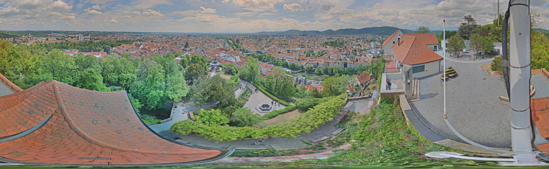 Archiv Foto Webcam Graz: Panorama vom Schlossberg