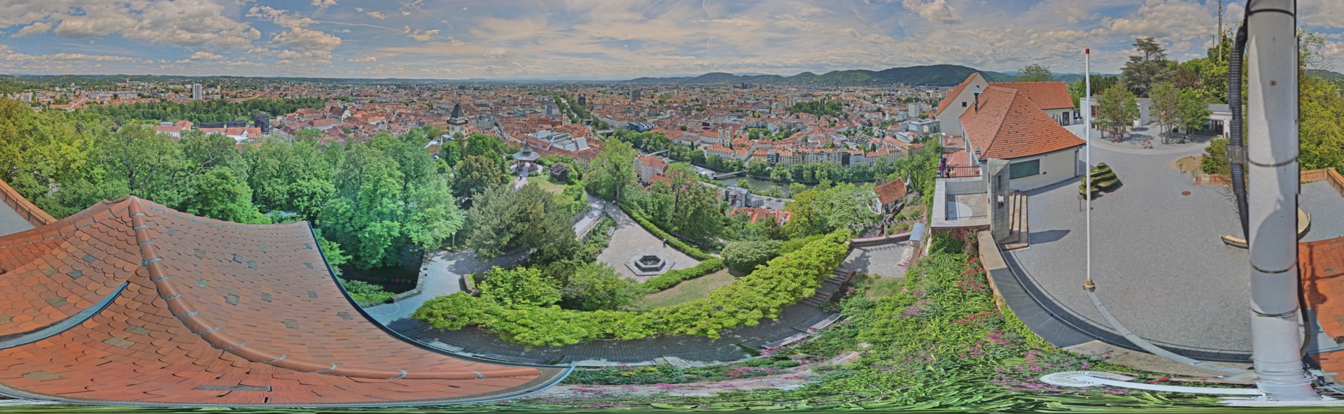 Archiv Foto Webcam Graz: Panorama vom Schlossberg