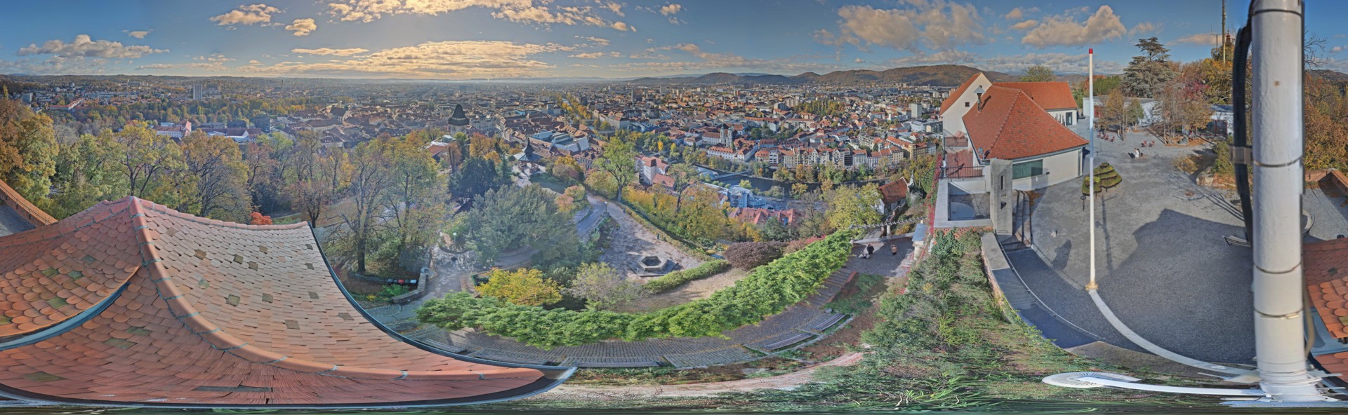 Archiv Foto Webcam Graz: Panorama vom Schlossberg