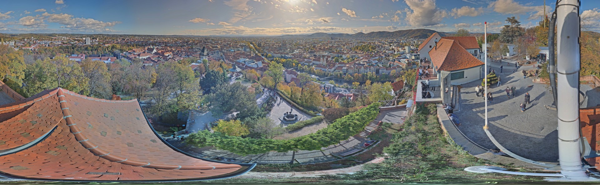 Archiv Foto Webcam Graz: Panorama vom Schlossberg