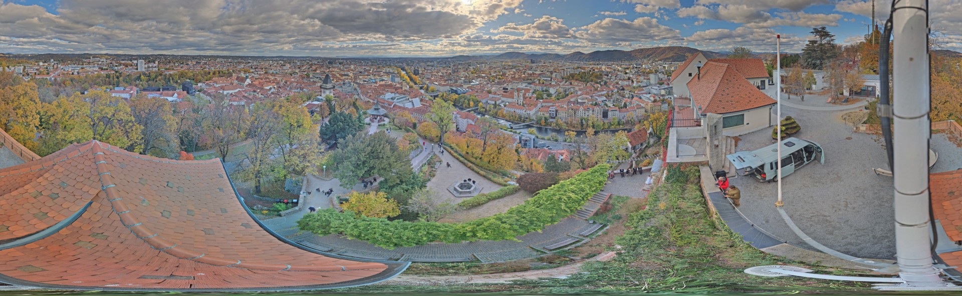 Archiv Foto Webcam Graz: Panorama vom Schlossberg