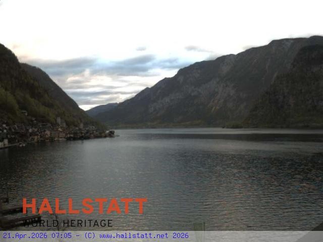 Archived image Webcam Hallstatt: Village and Lake