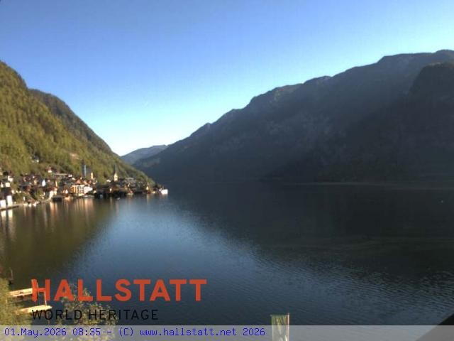 Archived image Webcam Hallstatt: Village and Lake