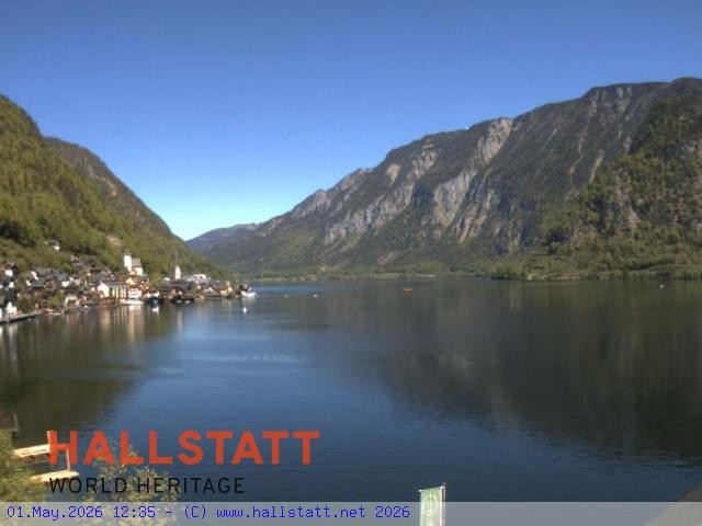 Archived image Webcam Hallstatt: Village and Lake