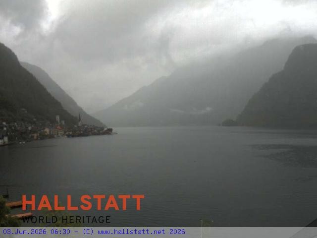 Archived image Webcam Hallstatt: Village and Lake
