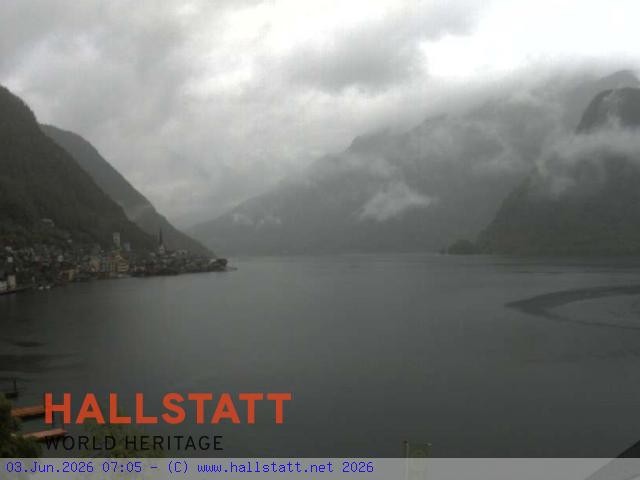 Archived image Webcam Hallstatt: Village and Lake