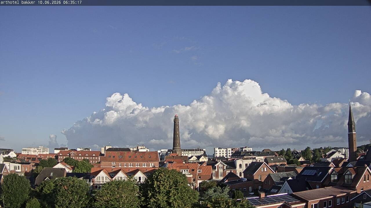 Archiv Foto Webcam Borkum: Blick auf Altstadt und Leuchtturm