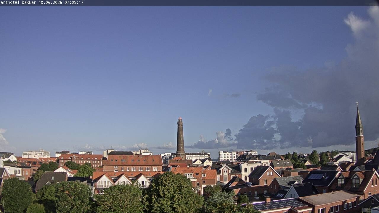 Archiv Foto Webcam Borkum: Blick auf Altstadt und Leuchtturm