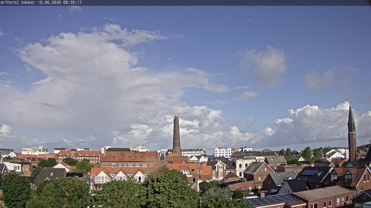 Archiv Foto Webcam Borkum: Blick auf Altstadt und Leuchtturm